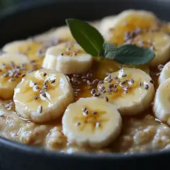 Pyszna owsianka z bananem, miodem i nasionami chia. Idealny pomysł, jak zrobić owsiankę na zdrowe śniadanie.