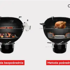 Dwa grille Decofire: po lewej metoda bezpośrednia z żarem pod mięsem, po prawej metoda pośrednia z pieczonym kurczakiem. Dowiedz się, jak rozpalić grilla!